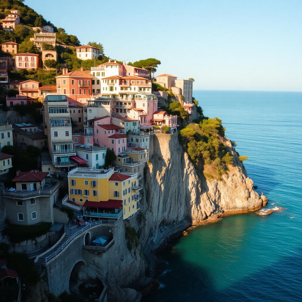 Amalfi coast cliffs and turquoise water